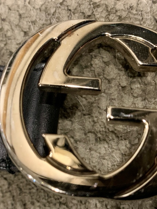 Gucci Black Leather Belt with Silver Double G Buckle 32